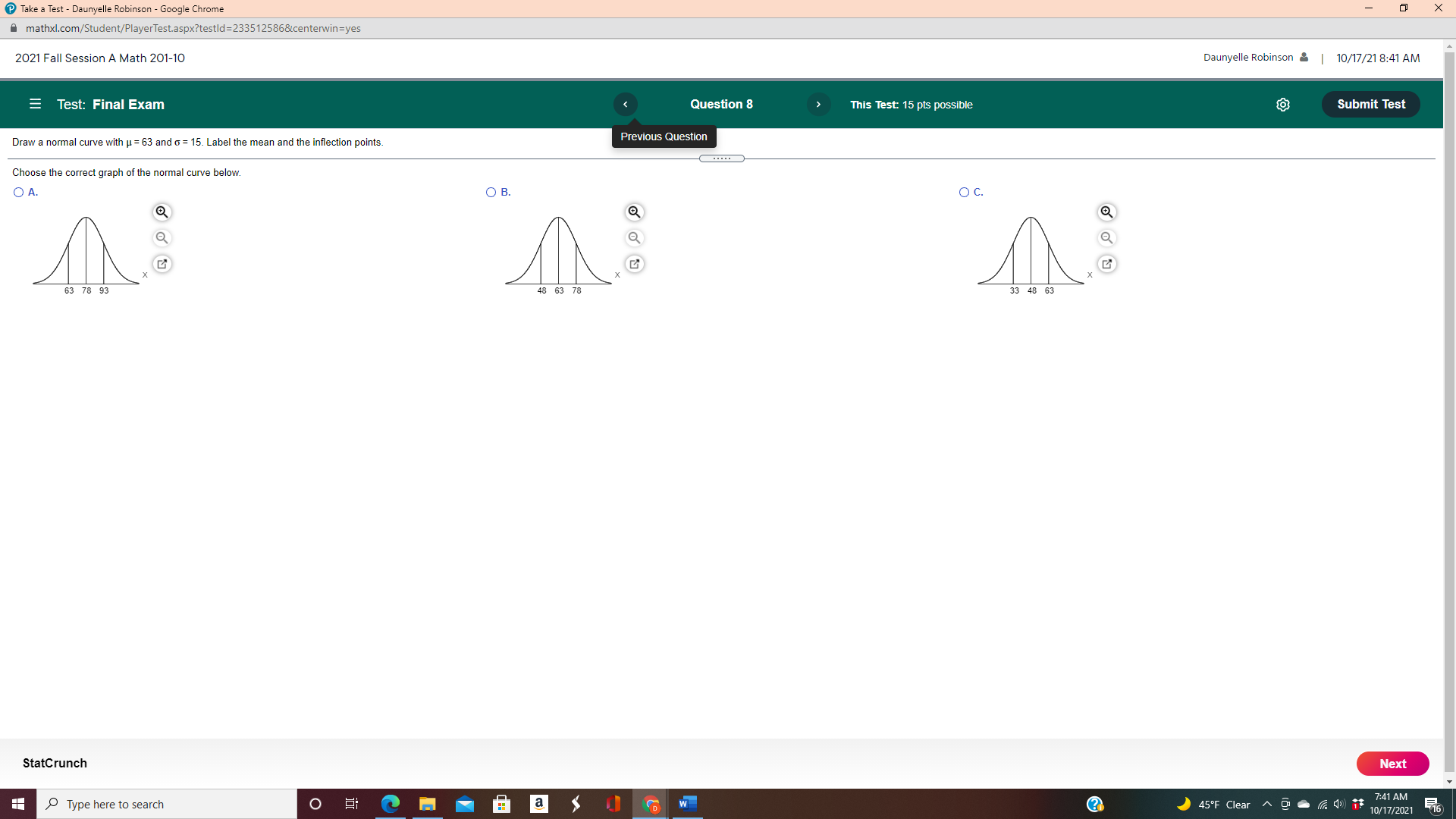 Take a Test - Daunyelle Robinson - Google Chrome - X