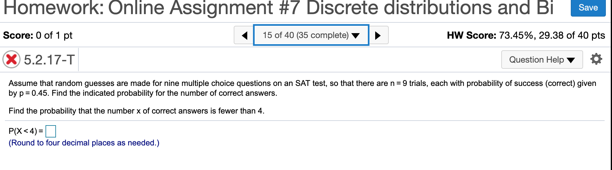 and Bi Score: 0 of 1 pt 4 7 of 40 (35
