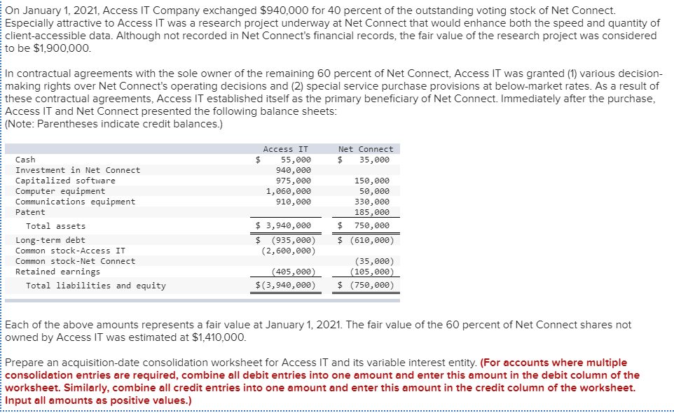  Please bold answer in explanation On January 1, 2021, Access IT