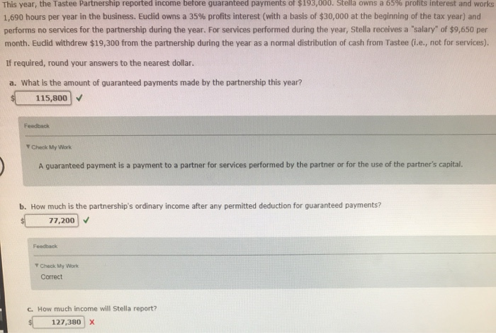  I need help wih problem C This year, the Tastee Partnership