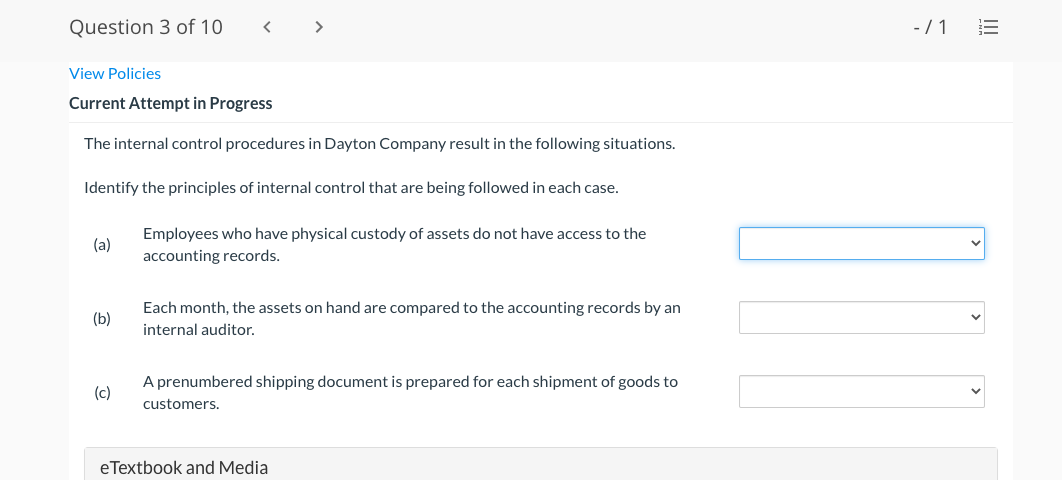 Question 3 of 10 - /1 e View Policies Current Attempt