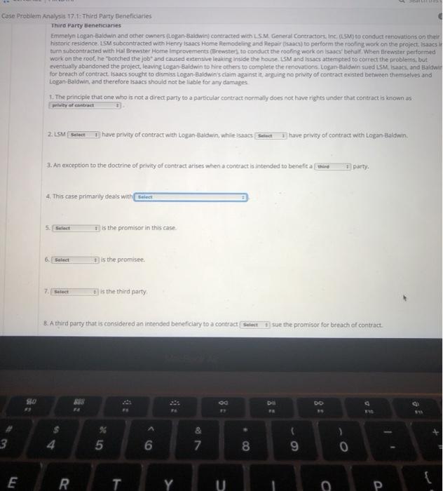  Case Problem Analysis 17.1 Third Party Beneficiaries Third Party Beneticanes Emelyn