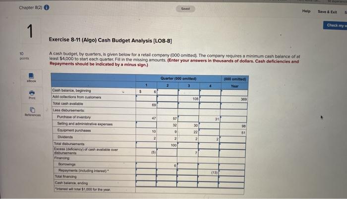  Chapter 8(2) Saved Help Save & Exit 5 Check my 1