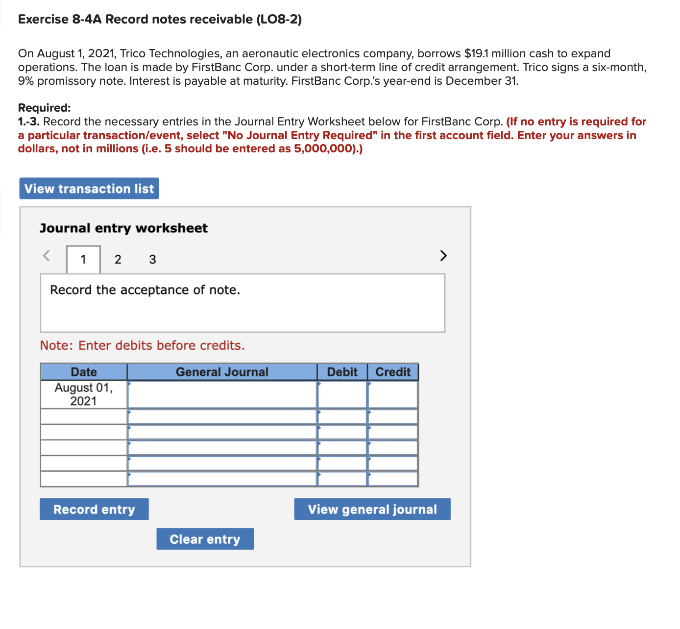 this question has three parts Exercise 8-4A Record notes receivable (LO8-2) On