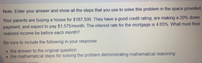  Note: Enter your answer and show all the steps that you