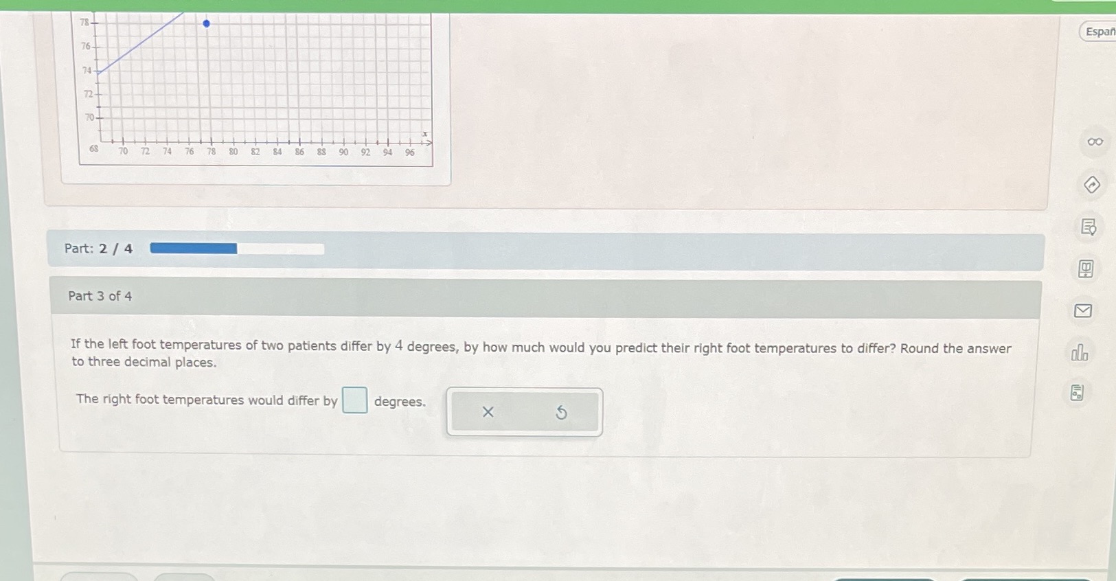 Part 1: Compute the least squares regression line for predicting the right