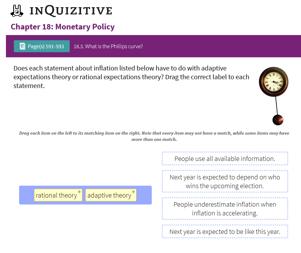 Help with this question. INQUIZITIVE Chapter 18: Monetary Policy e Page(s) 591-593