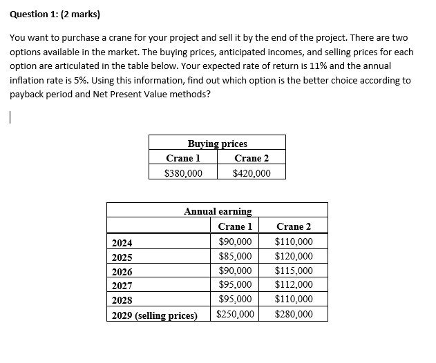 Please provide full workings for each question: Question 1: (2 marks) You