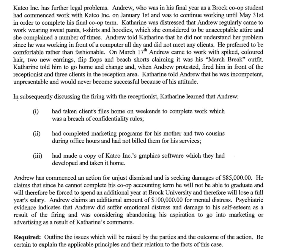 pls provide solution to this problem Katco Inc. has further legal problems.