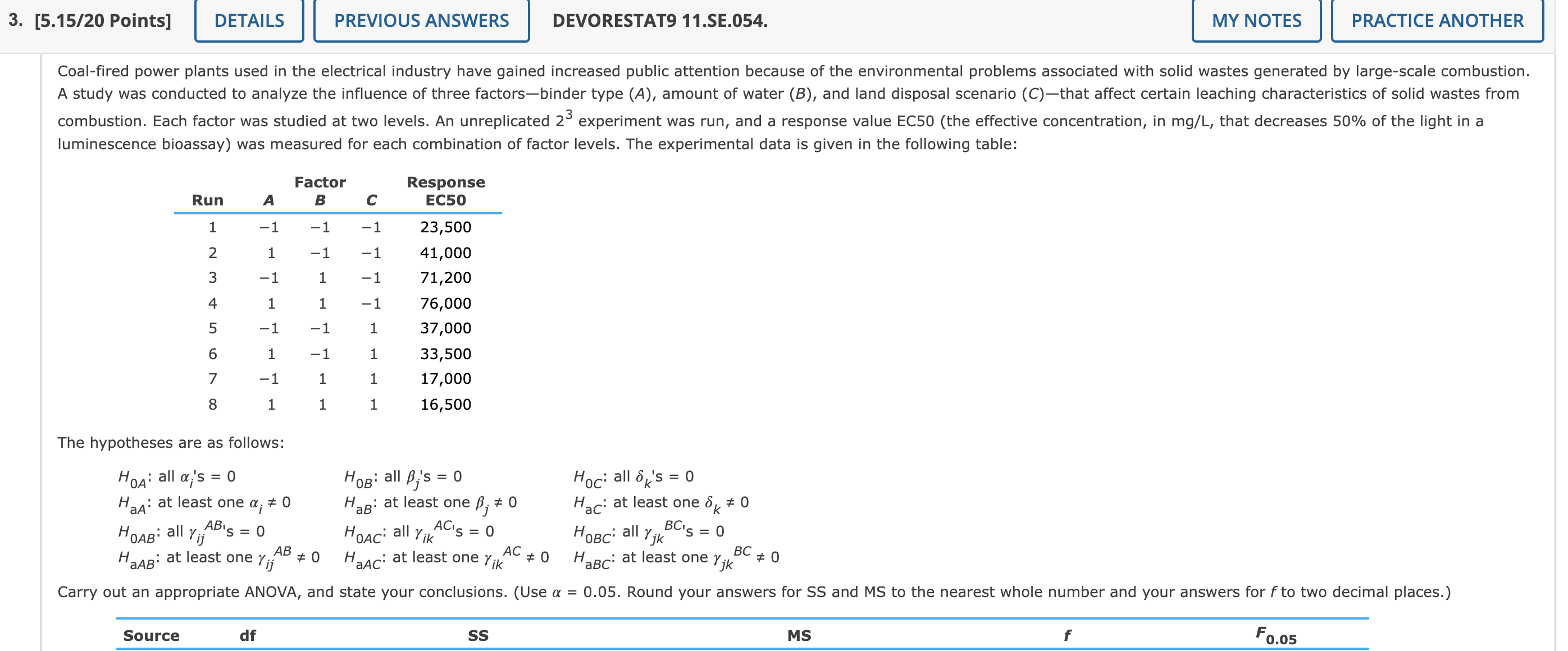  3. [5.15/20 Points] DETAILS PREVIOUS ANSWERS DEVORESTAT9 11.SE.054. MY NOTES PRACTICE