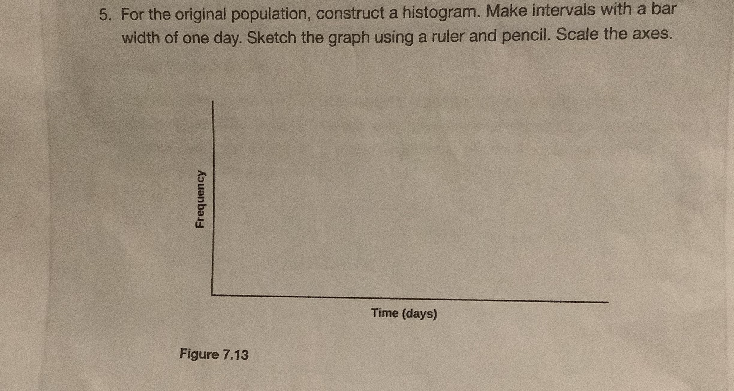 need help with histogram. 5. For the original population, construct a histogram.