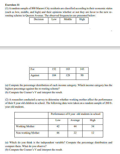 ANSWER ALL THE FOLLOWING EXERCISESExercises 11 - About Cramer's VExercises 12 -