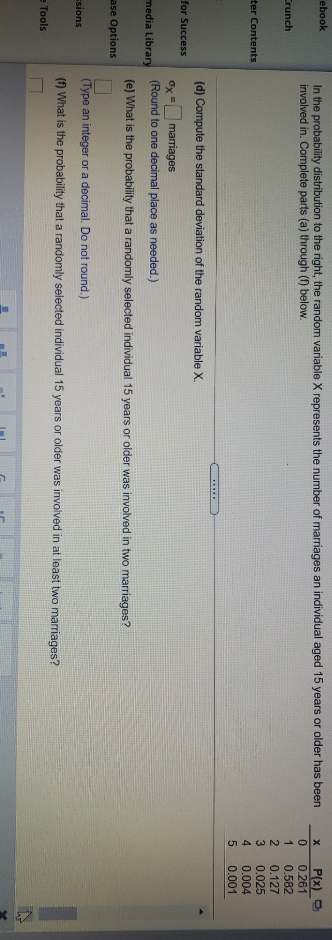 pls help with hw question ebook In the probability distribution to the