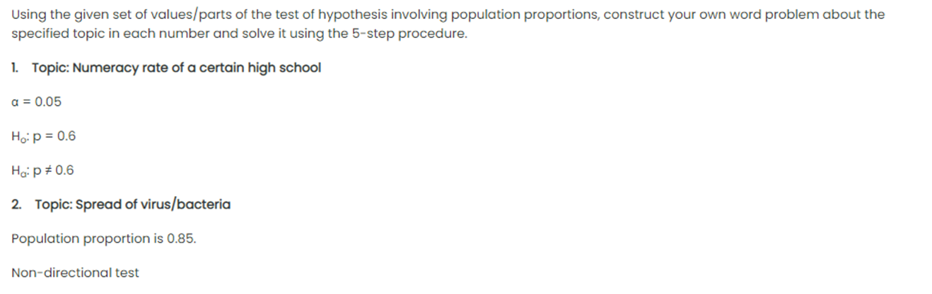 the given conditions for each item. Solve it using the 5-step procedure.