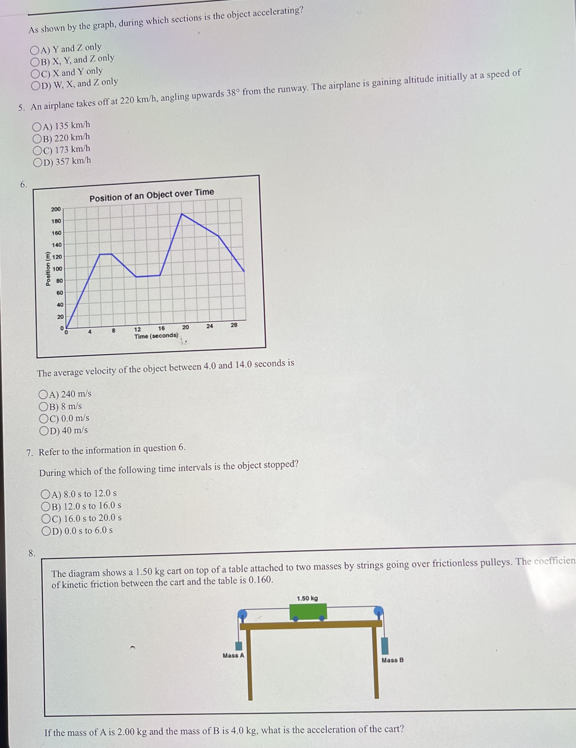  As shown by the graph, during which sections is the object