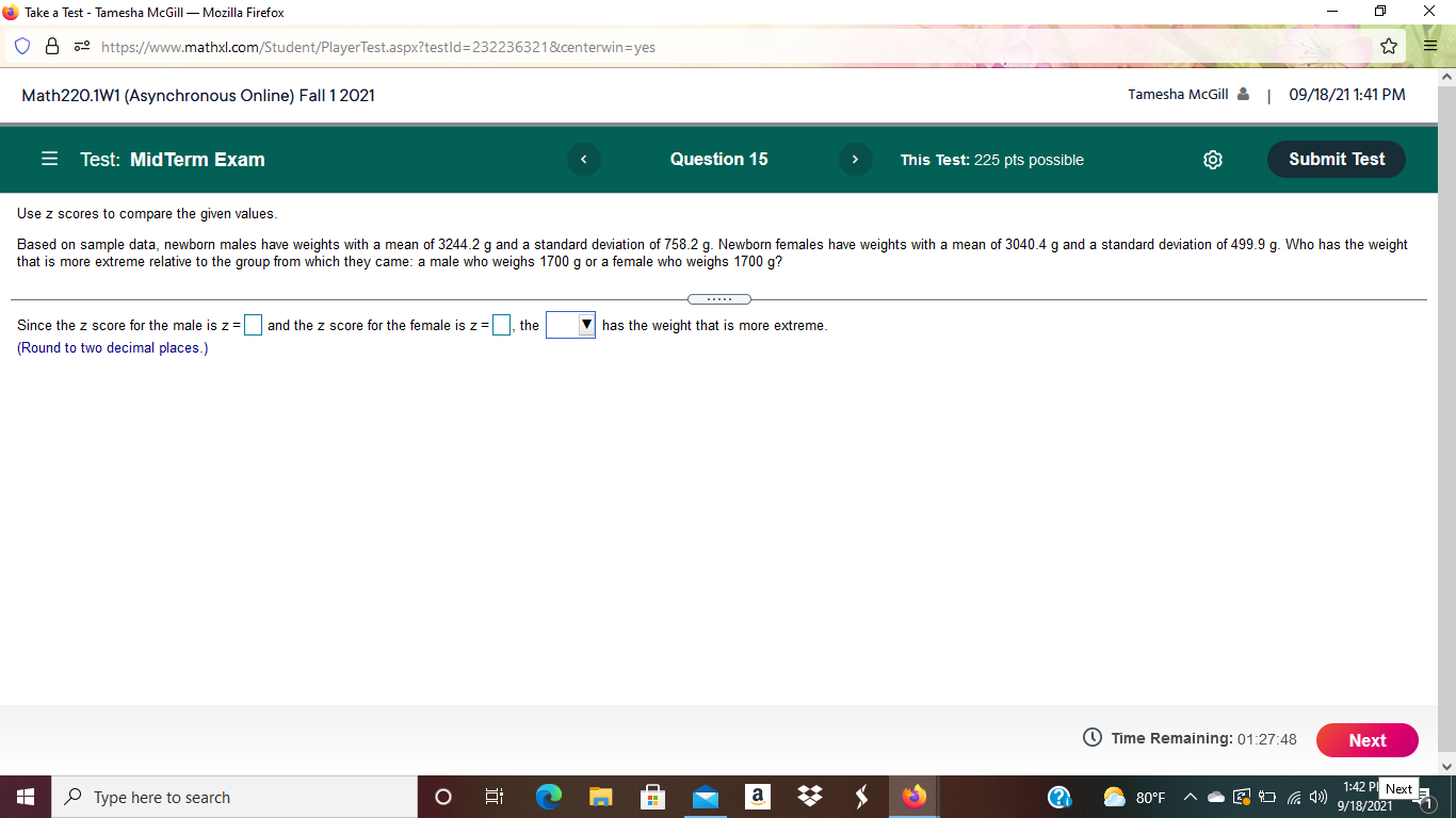 Take a Test - Tamesha McGill - Mozilla Firefox X O