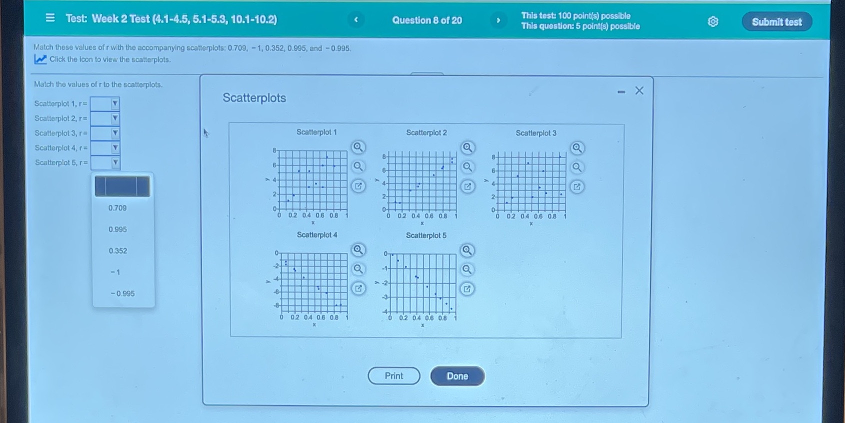 #8 Test: Week 2 Test (4.1-4.5, 5.1-5.3, 10.1-10.2) Question 8 of 20