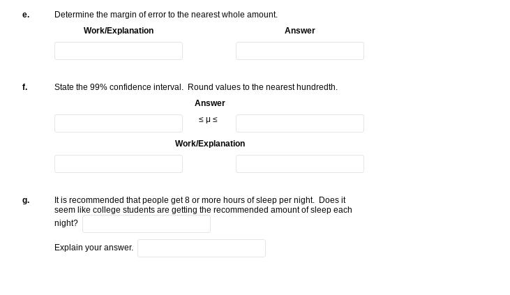 schedules of a SRS of 20 college students over the span of
