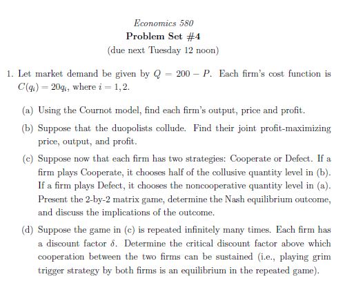 I calculate the payoff/profit values when one firm chooses Cooperate and one
