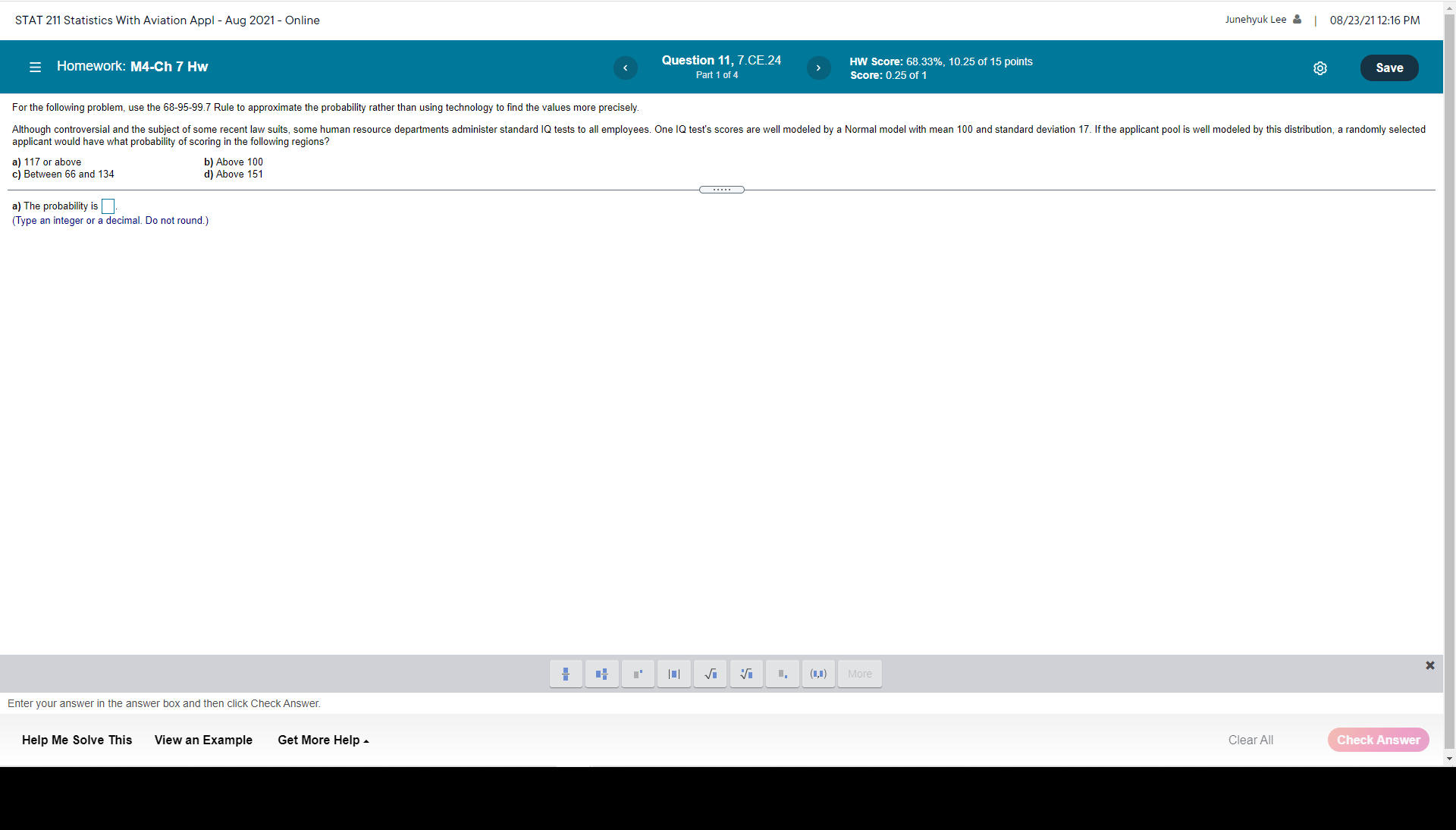  STAT 211 Statistics With Aviation Appl - Aug 2021 - Online