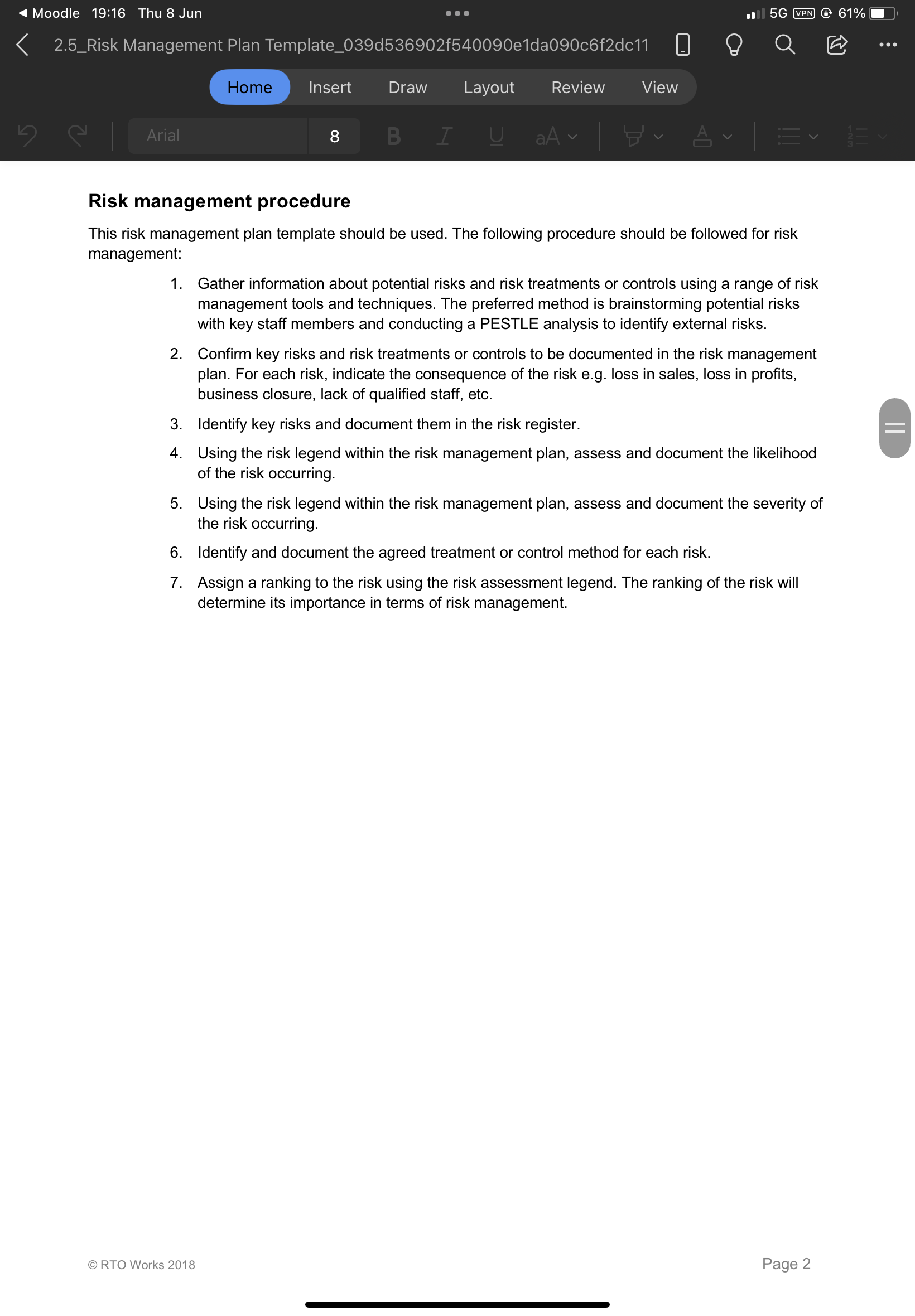 on your research session. You must include at least five risks.? An