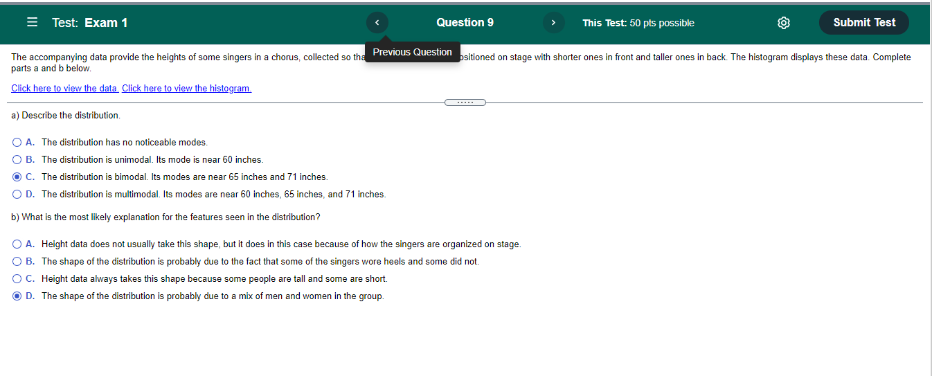  Test: Exam 1 Question 9 This Test: 50 pts possible Submit