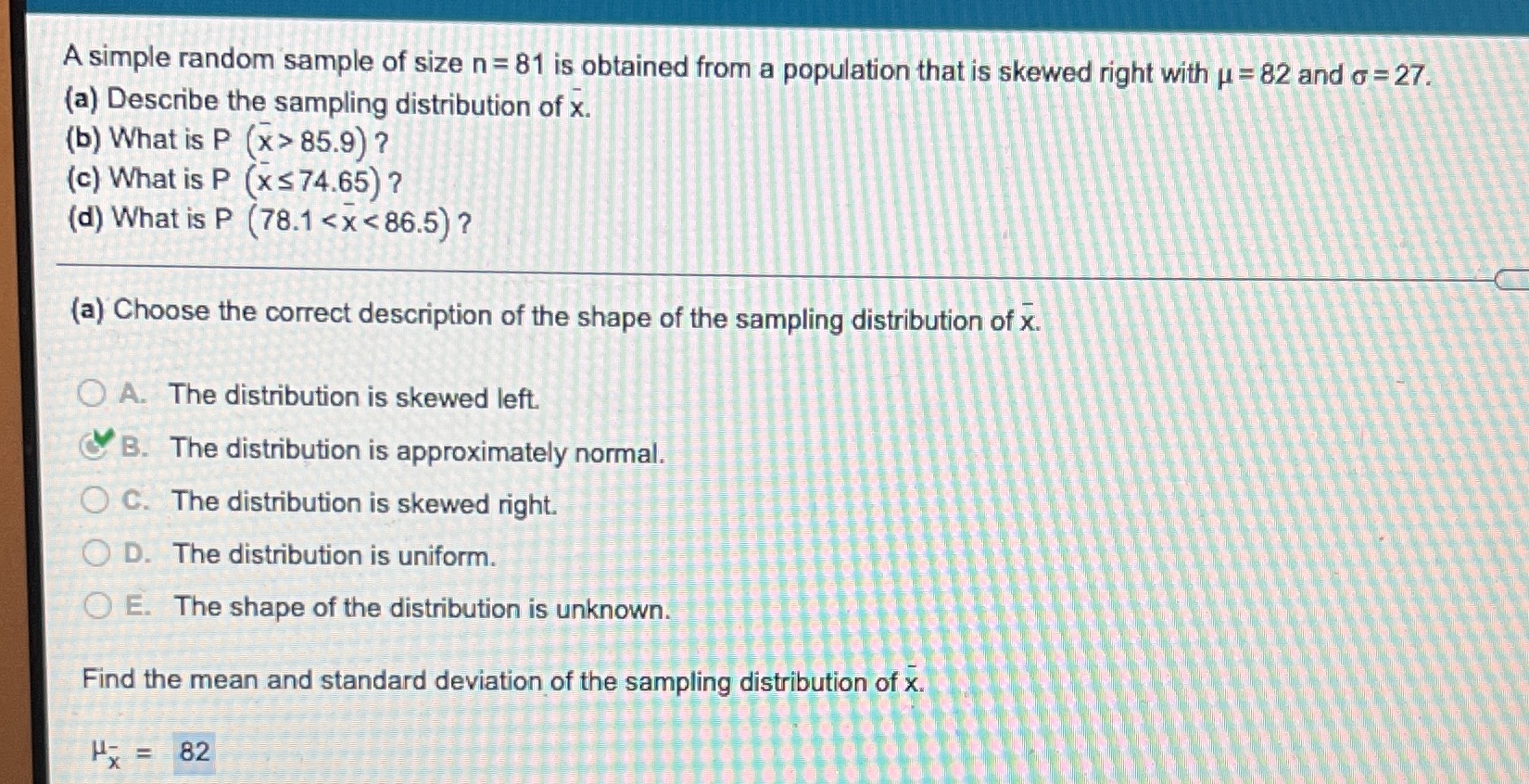 Can just do letters B,C,D A simple random sample of size n