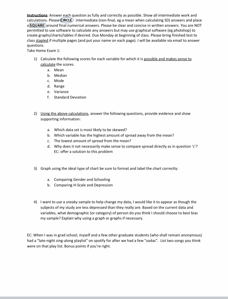  Instructions: Answer each question as fully and correctly as possible. Show