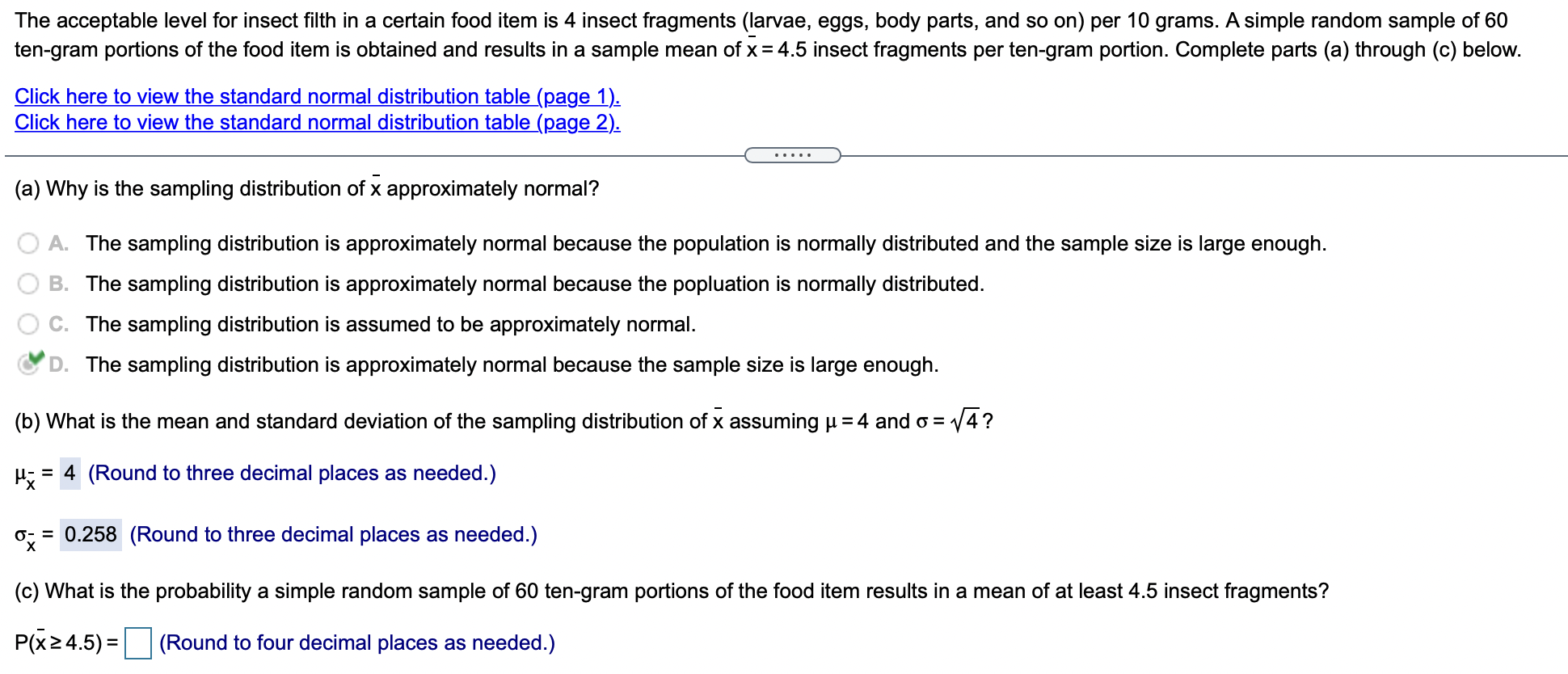  The acceptable level for insect filth in a certain food item