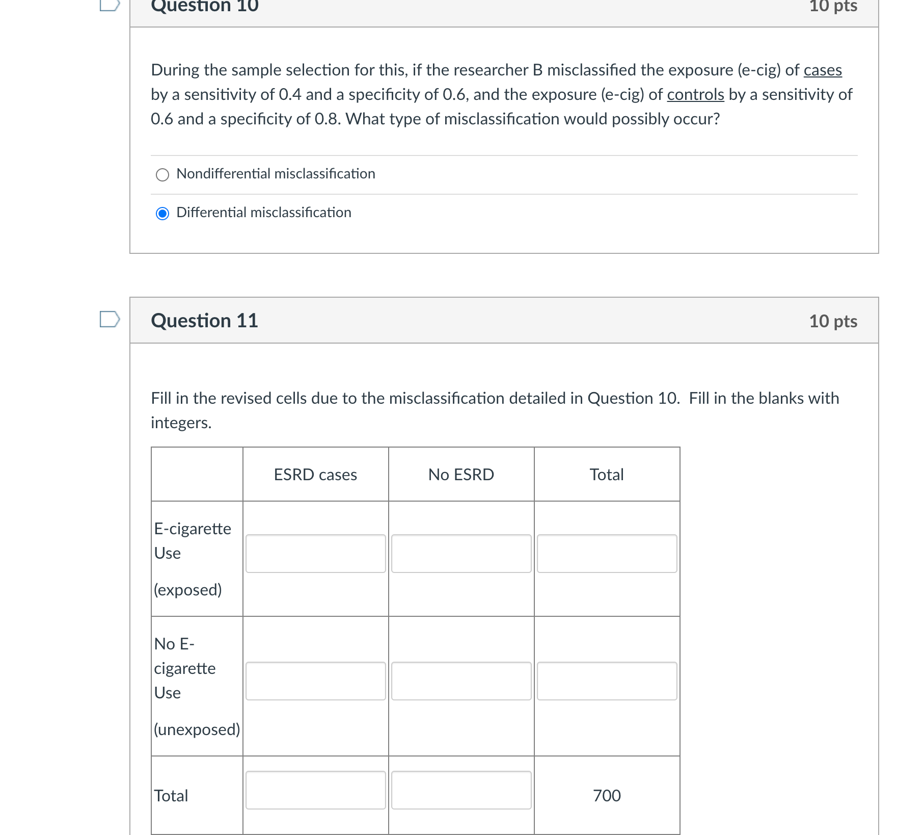 Question 10 10 pts During the sample selection for this, if