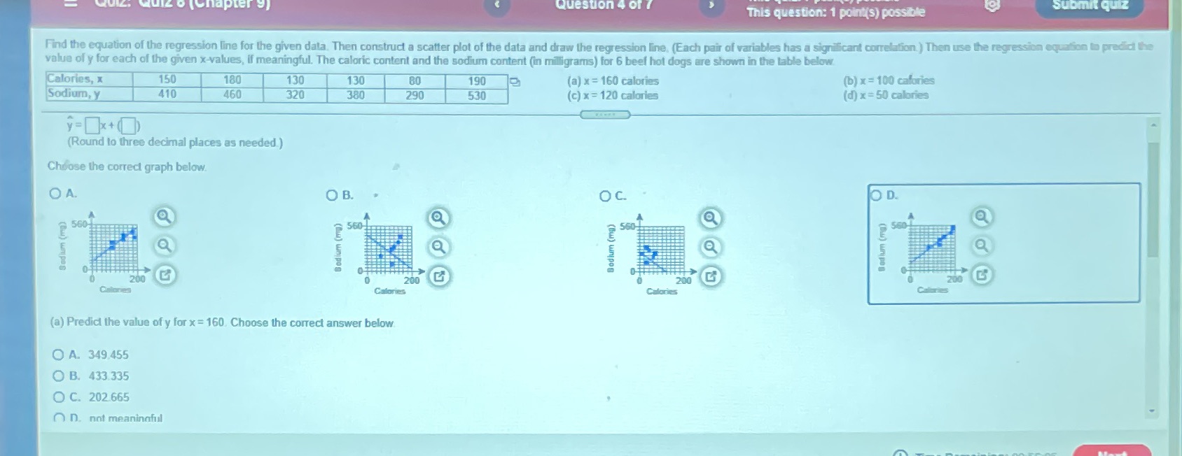 Question 4 of / This question: 1 point(s) possible Submit quiz