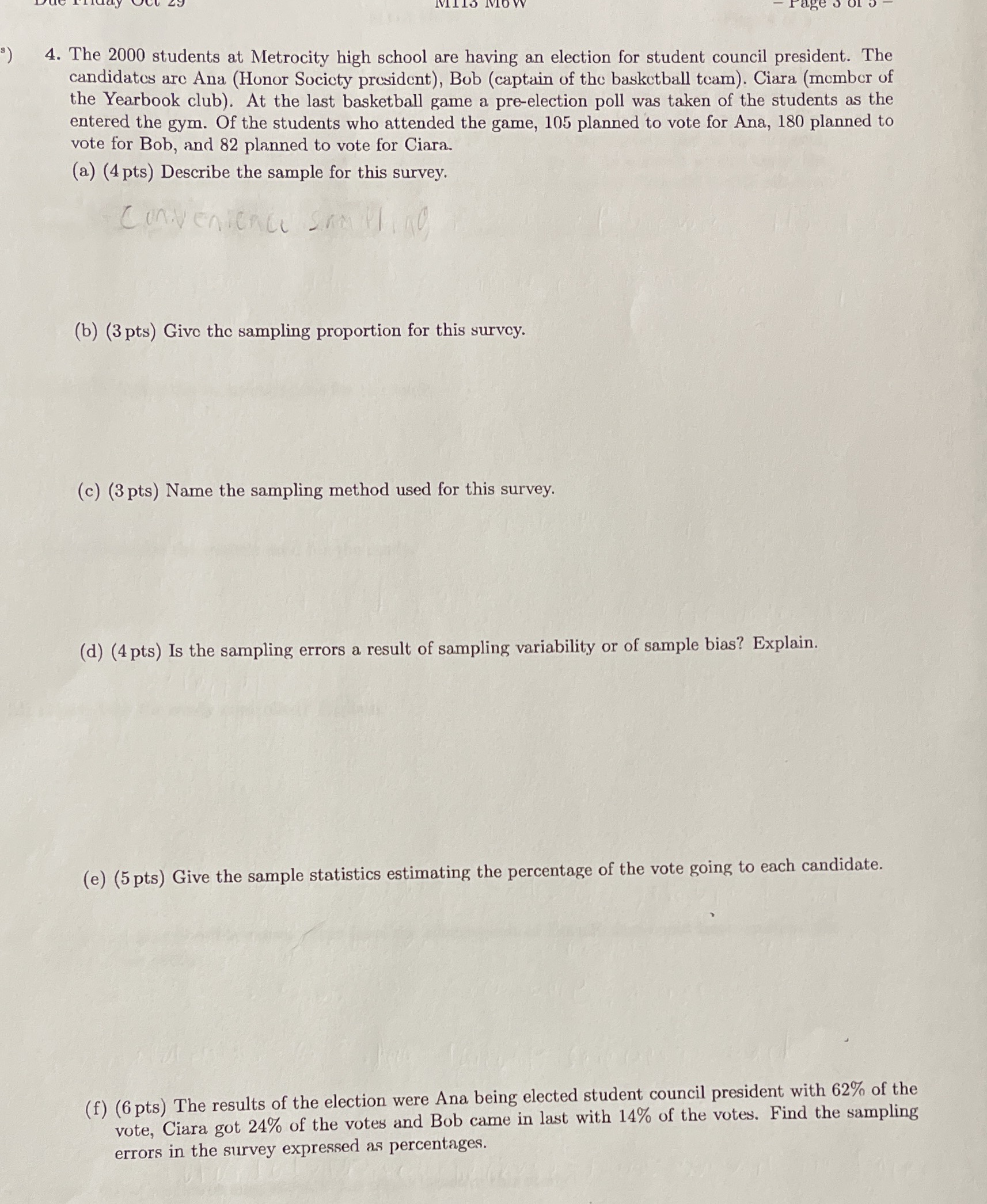 4. The 2000 students at Metrocity high school are having an