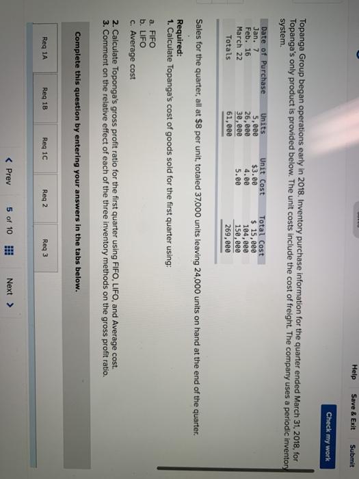  Help Save & Exit Submit Check my work Topanga Group began