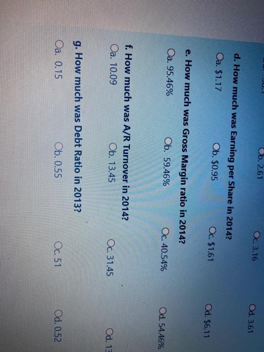 the years ended December 31, 2014 and 2013: Marked out of 7.00