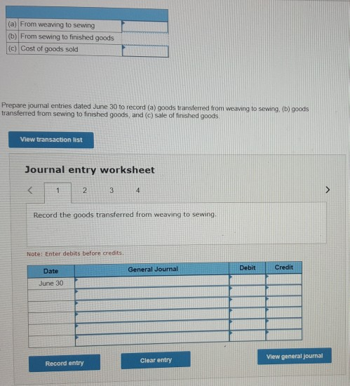 and measurement; journal entries LO P1, P2, P3, P4 Pro-Weave manufactures stadium