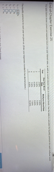  End-of-Chapter Exercise 25 The table below shows current and expected future