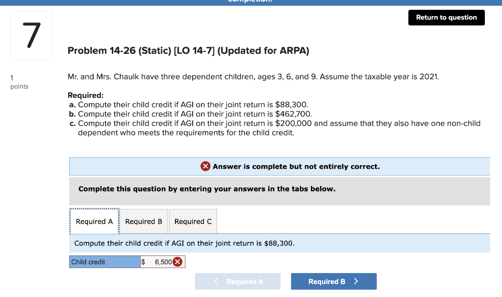  Return to question 7 Problem 14-26 (Static) (LO 14-7] (Updated for