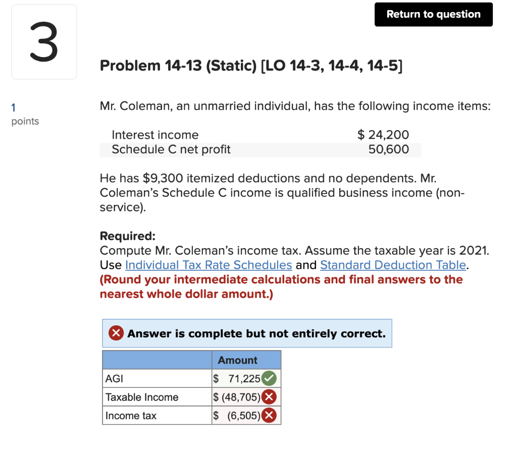  Return to question 3 Problem 14-13 (Static) [LO 14-3, 14-4, 14-5]