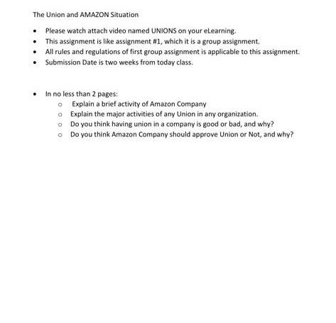  The Union and AMAZON Situation . Please watch attach video named