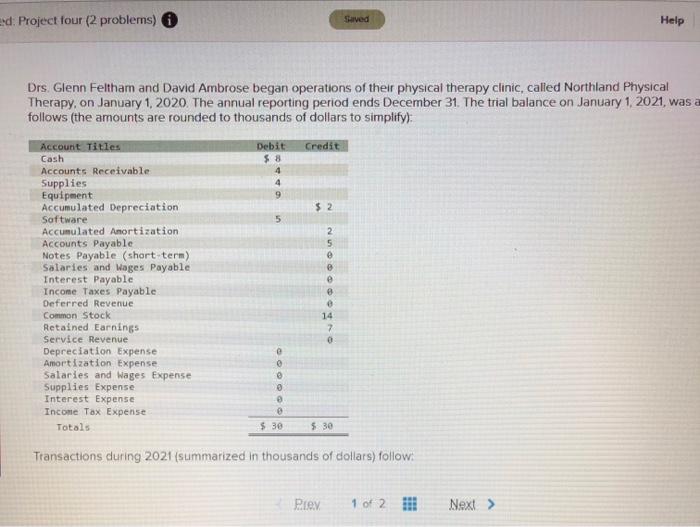  ed: Project four (2 problems) Suved Help Drs. Glenn Feltham and
