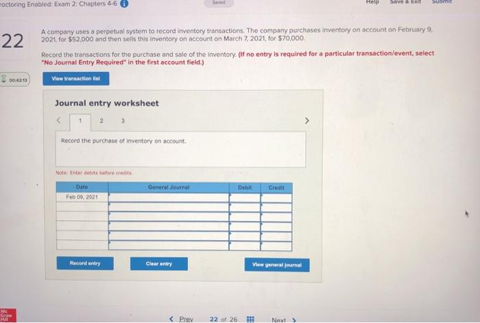  Saved Save Exit Help roctoring Enabled: Exam 2: Chapters 4-6 Suomi