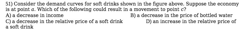  51) Consider the demand curves for soft drinks shown in the