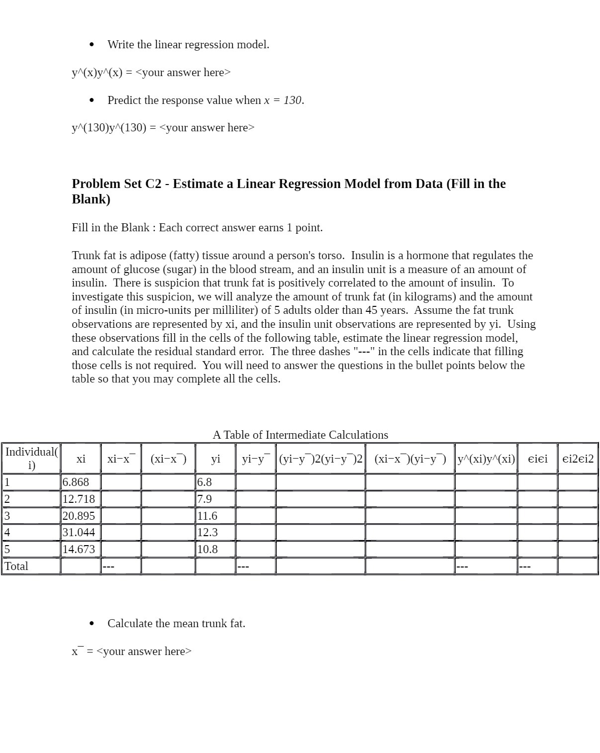 0 Write the linear regression model. y"(x)y\"\\(x) : 0 Predict the