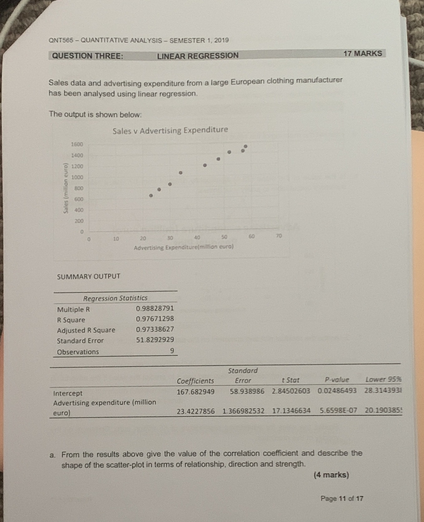 Can you please help me solve a) on this practise exam? I