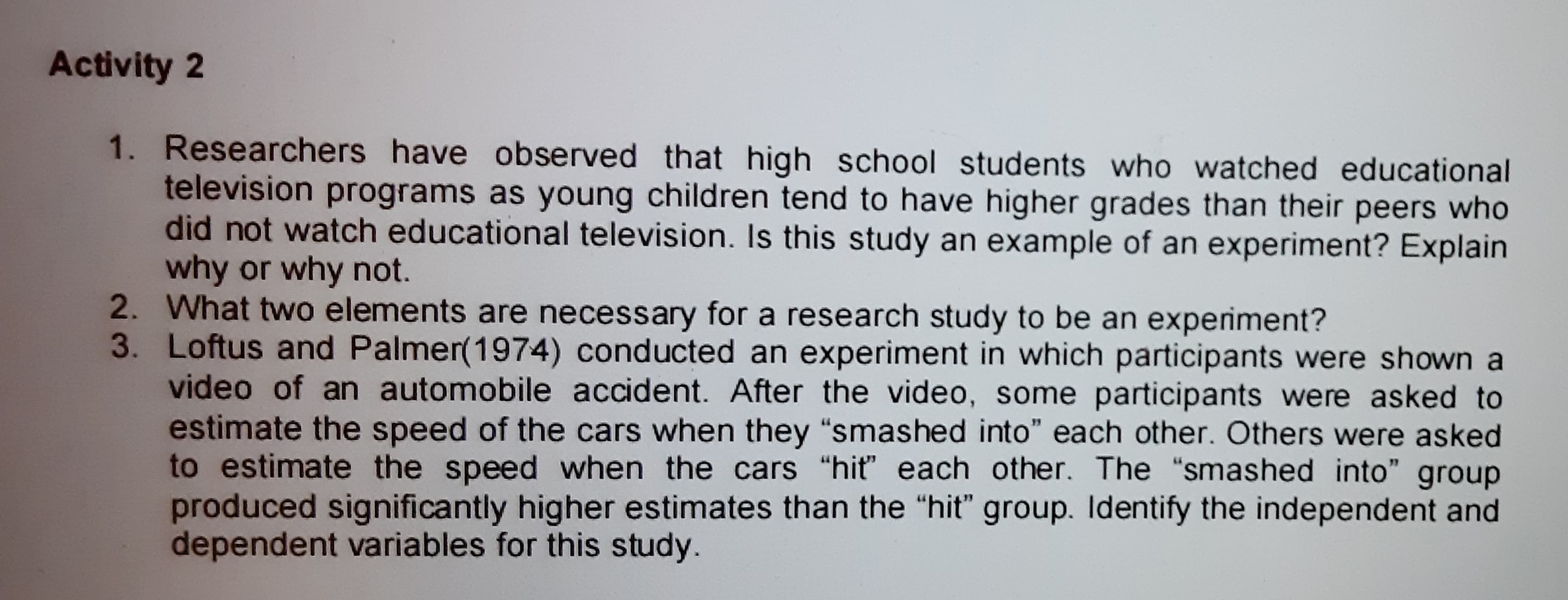 In psychological statistic what is answer for this activity? And explain how