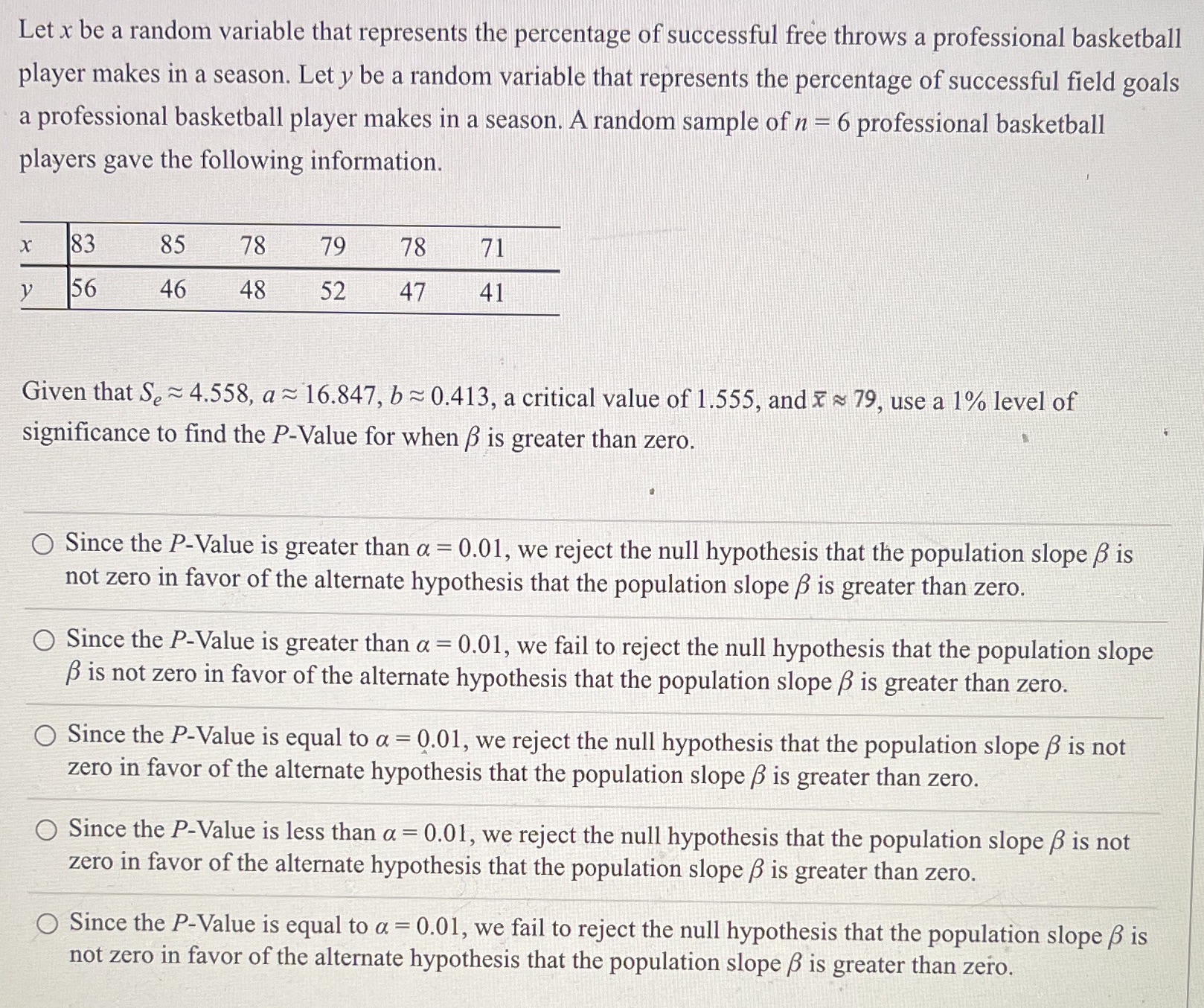 Let x be a random variable that represents the percentage of