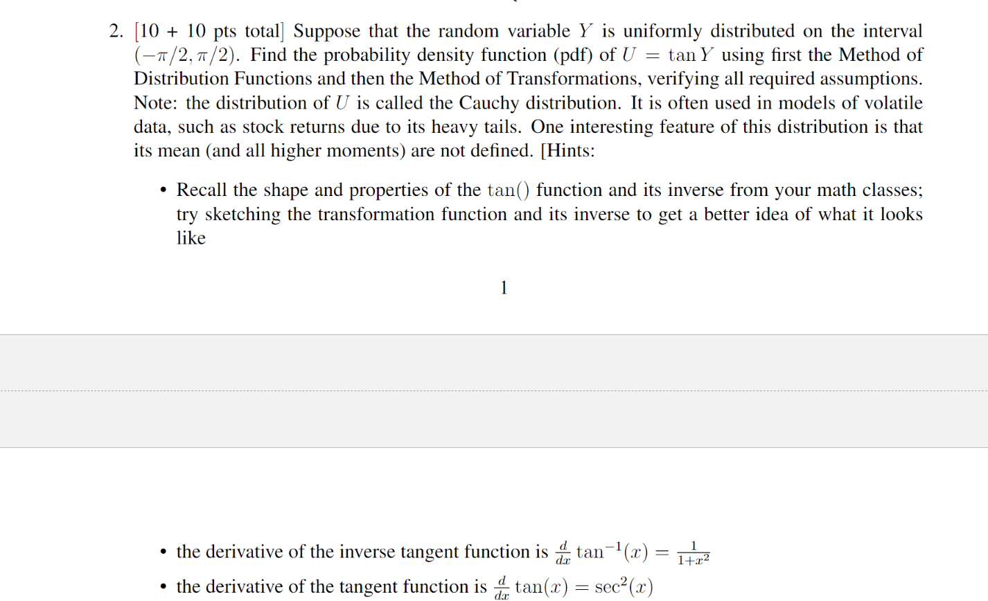  2. [10 + 10 pts total] Suppose that the random variable