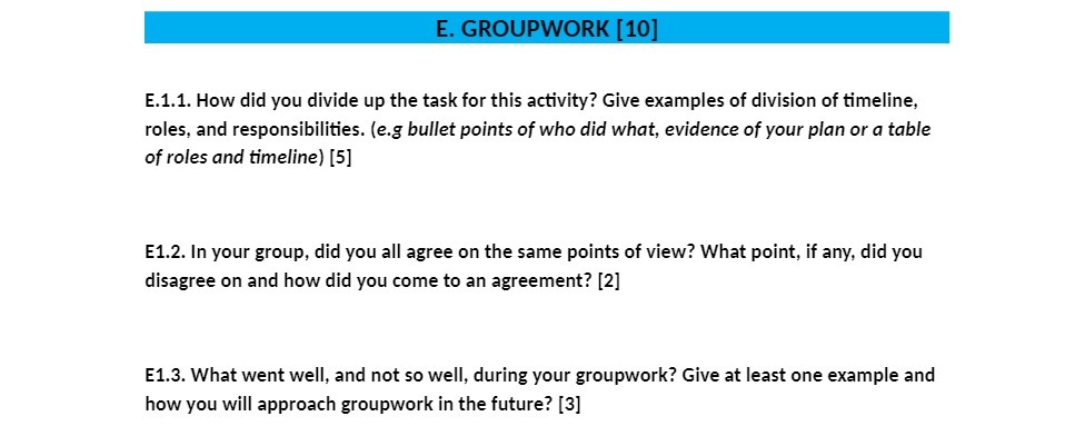  E.1.1. How did you divide up the task for this activity?