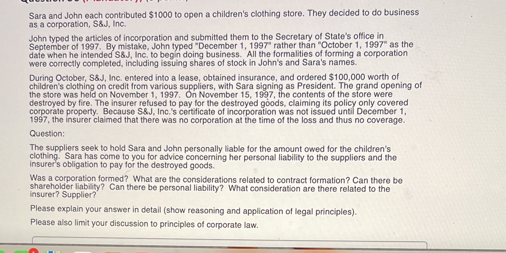 Sara and John each contributed $1000 to open a children's clothing