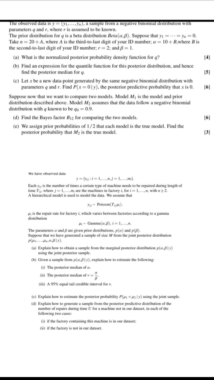  The observed data is y = ()1. . .. .yn), a